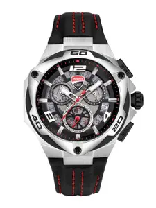 DUCATI CORSE Men Skeleton Dial &  Leather Straps Analogue Chronograph Watch DTWGC0000302