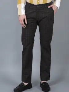 CANOE Men Checked Smart Mid-Rise Formal Trousers