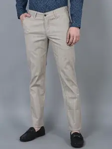 CANOE Men Checked Smart Mid-Rise Formal Trousers