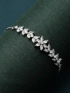 ZENEME Rhodium-Plated American Diamond Link Bracelet