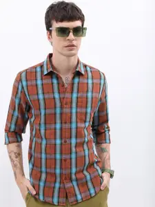 HIGHLANDER Slim Fit Opaque Checked Casual Shirt