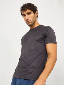 Styli Men Solid Round Neck Running T-shirt with Reflective Logo Detail