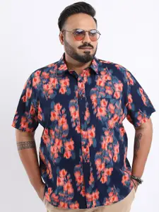 HIGHLANDER Plus Size Floral Printed Cotton Casual Shirt