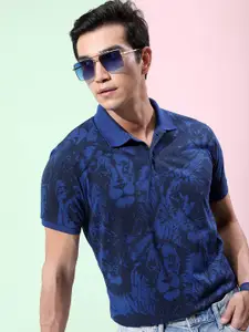 HIGHLANDER Abstract Printed Polo collar Slim Fit T-shirt