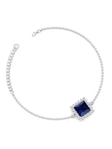 Inddus Jewels 925 Sterling Silver & Rhodium-Plated Cubic Zirconia Link Bracelet