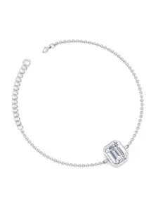 Inddus Jewels 925 Sterling Silver & Rhodium-Plated Cubic Zirconia Adjustable Link Bracelet