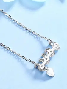 Yellow Chimes Silver-Plated LOVE Engraved Pendant With Chain