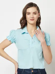 Crimsoune Club Puffed Sleeves Shirt Style Top