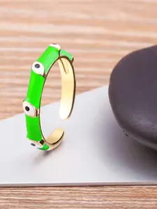 ZIVOM 18K Gold-Plated Enamelled Evil Eye Adjustable Finger Ring
