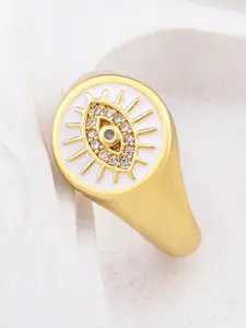 ZIVOM 18K Gold-Plated Evil Eye Adjustable Finger Ring