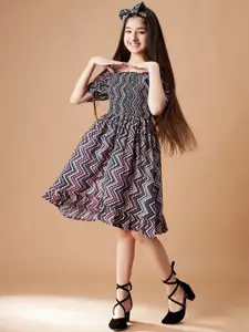 Cherry & Jerry Printed Crepe Fit & Flare Dress