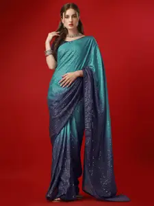 SUTRAM Embellished Sequinned Poly Chiffon Saree