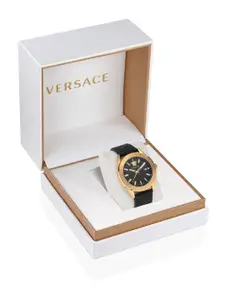 Versace Men Leather Round Analogue Watch VE6A00223