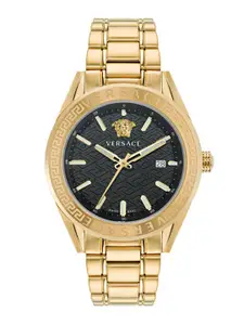Versace Men Textured Dial & Stainless Steel Bracelet Style Straps Analogue Watch VE6A00623