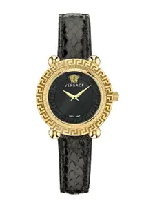 Versace Women Embellished Dial & Leather Straps Analogue Watch VE6I00323
