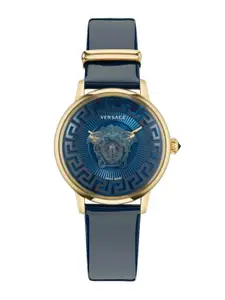 Versace Women Printed Dial & Leather Straps Reset Time Analogue Watch VE6F00223