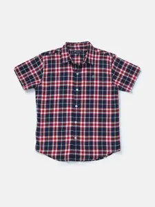 Gini and Jony Boys Tartan Checked Spread Collar Short Sleeves Cotton Casual Shirt