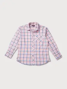 Gini and Jony Boys Windowpane Checked Cotton Casual Shirt