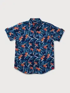 Gini and Jony Boys Floral Printed Roll-Up Sleeves Cotton Casual Shirt