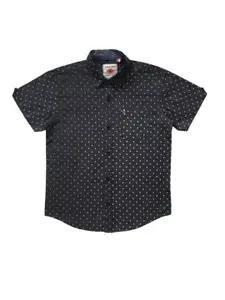 Gini and Jony Infant Boys Micro Ditsy Printed Spread Collar Cotton Casual Shirt