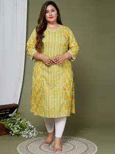 Swasti Ethnic Motif Printed V Neck Pure Cotton Kurta