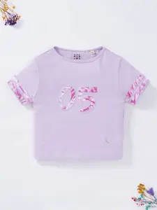 Ed-a-Mamma Girls Typography Printed Cotton T-shirt