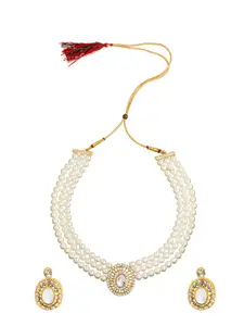 Shining Jewel - By Shivansh Gold-Plated CZ-Studded  Necklace & Earring Set