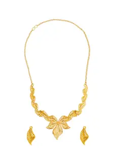 Shining Jewel - By Shivansh Gold-Plated Necklace & Earring Set
