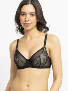 EROTISSCH Black Floral Lace Non Padded All Day Comfort Underwired Bra