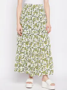 NABIA Floral Printed Flared Maxi Slip-On Skirt