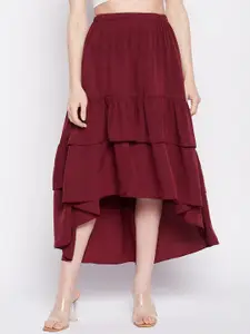 NABIA Layered Flared Midi High-Low Skirt