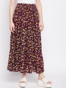 NABIA Floral Printed Flared Maxi Slip-On Skirt