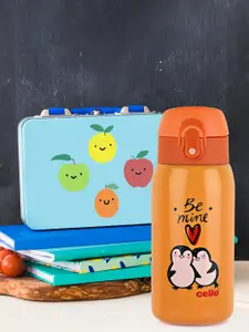 Cello Junior Orange Printed Stainless Steel Water Bottle - 375 ML