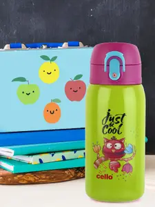 Cello Junior Hot & Cold Kids Green Stainless Steel Water Bottle 375 ml