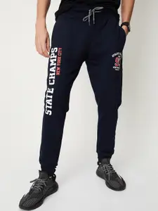 max Men Typography Printed Regular Fit Mid-Rise Joggers