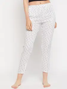 FirstKrush Women Striped Mid Rise Woven Straight Lounge Pants