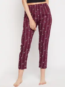 FirstKrush Women Printed Mid Rise Woven Straight Lounge Pants
