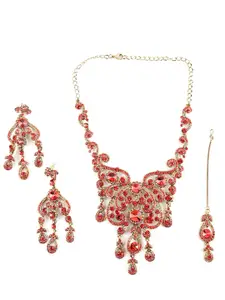 ODETTE Gold-Plated Stone  Studded Necklace & Earrings Set
