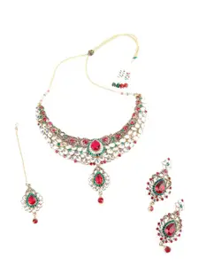 ODETTE kundan Studded Necklace & Earring Set