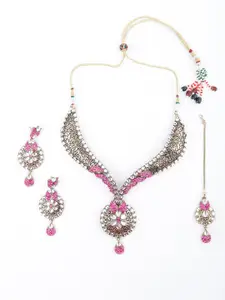 ODETTE Kundan Studded & Beaded Necklace & Earring Set
