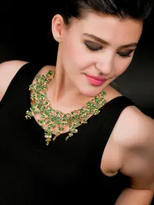 ODETTE Crystal Studded Necklace & Earring Set