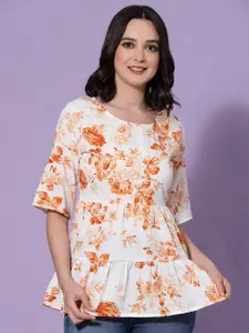 Oomph! Floral Printed Gathered A-Line Top
