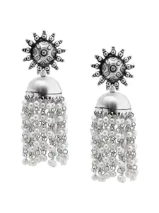 Shining Jewel - By Shivansh Silver-Plated Dome Shaped Jhumkas Earrings