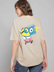 Free Authority Minions Printed Round Neck Cotton Relaxed Fit T-Shirt