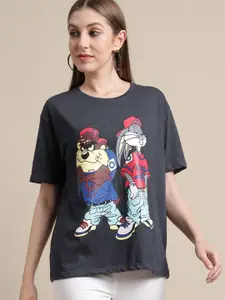 Free Authority Looney Tunes Printed Round Neck Pure-Cotton T-Shirt