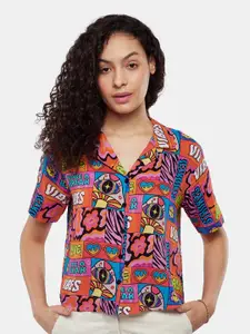 The Souled Store Relaxed Boxy Opaque Printed Casual Shirt
