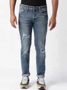 Pepe Jeans Men Slim Fit Low-Rise Mildly Distressed Heavy Fade Jeans