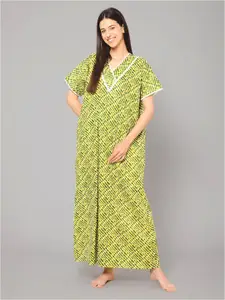 Winza Designer Striped Pure Cotton Maxi Nightdress