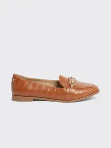 DOROTHY PERKINS Women Croc Textured Wide Fit Horsebit Loafers