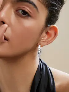 MINUTIAE Silver-Plated Geometric Drop Earrings